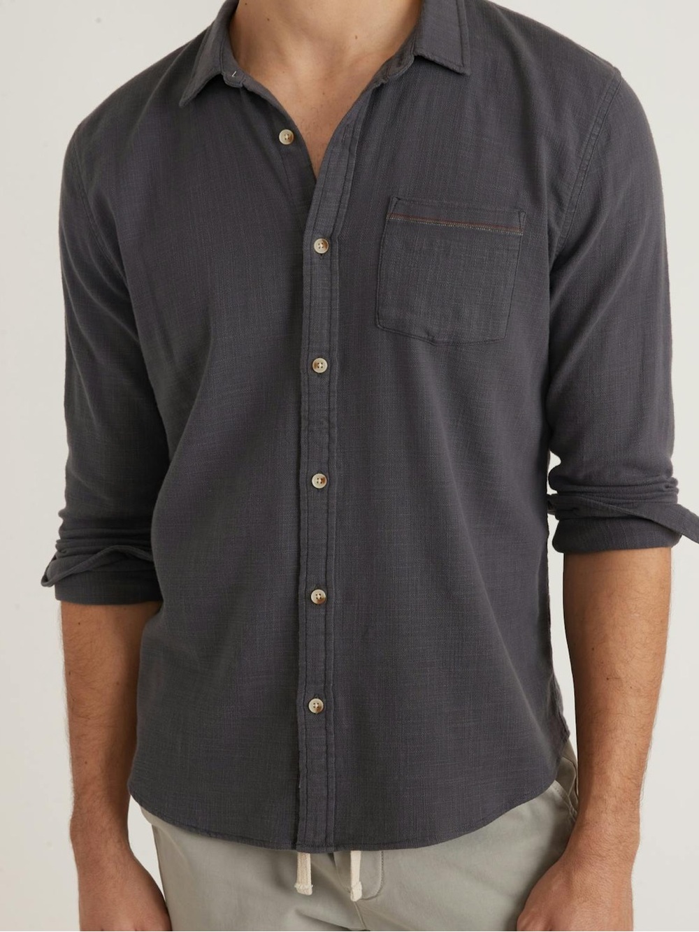NWOT Marine Layer Classic Stretch Selvage Long Sleeve Shirt in India Ink L